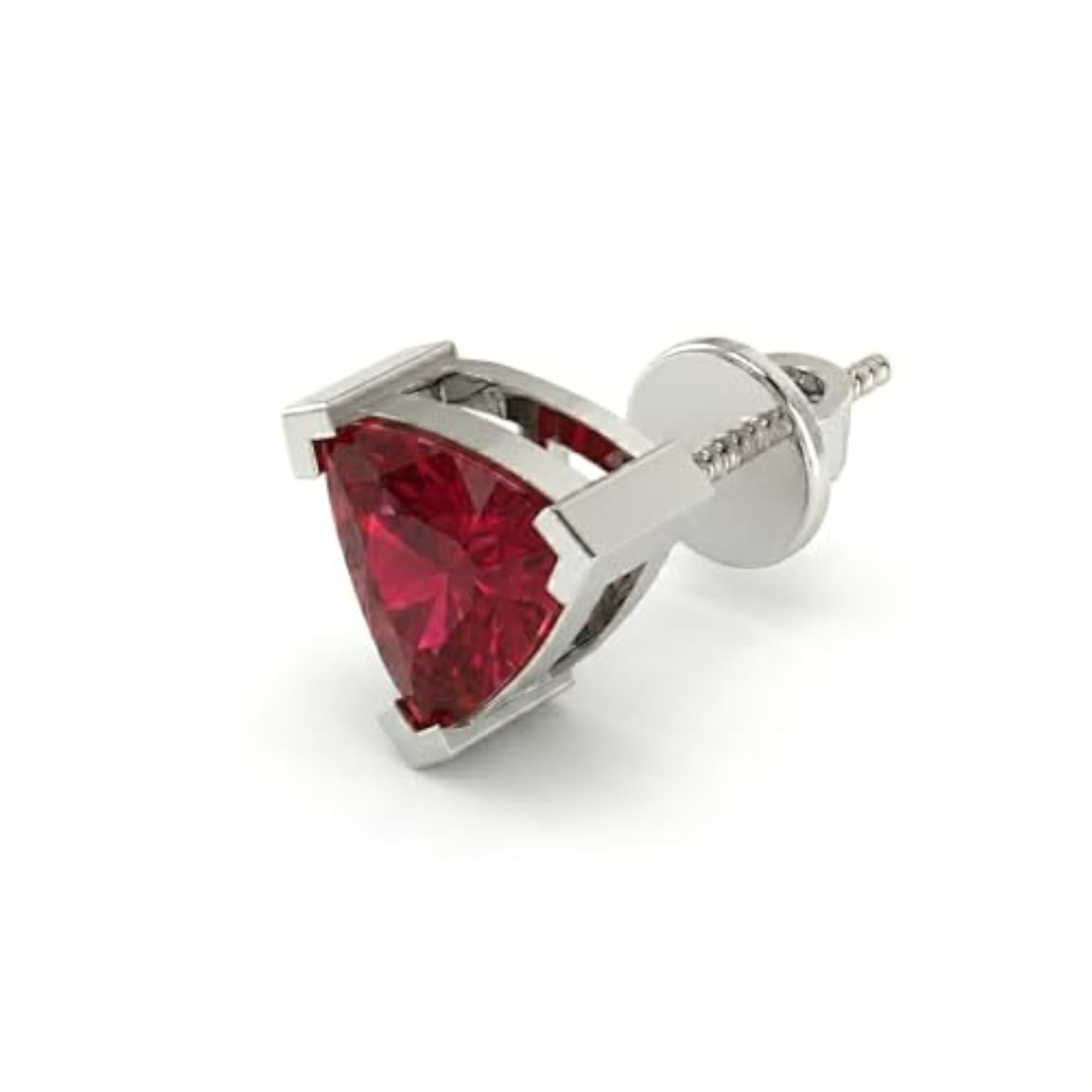 Men's 925 Silver Triangle Shaped AAA+ Gemstone Single Stud Earring